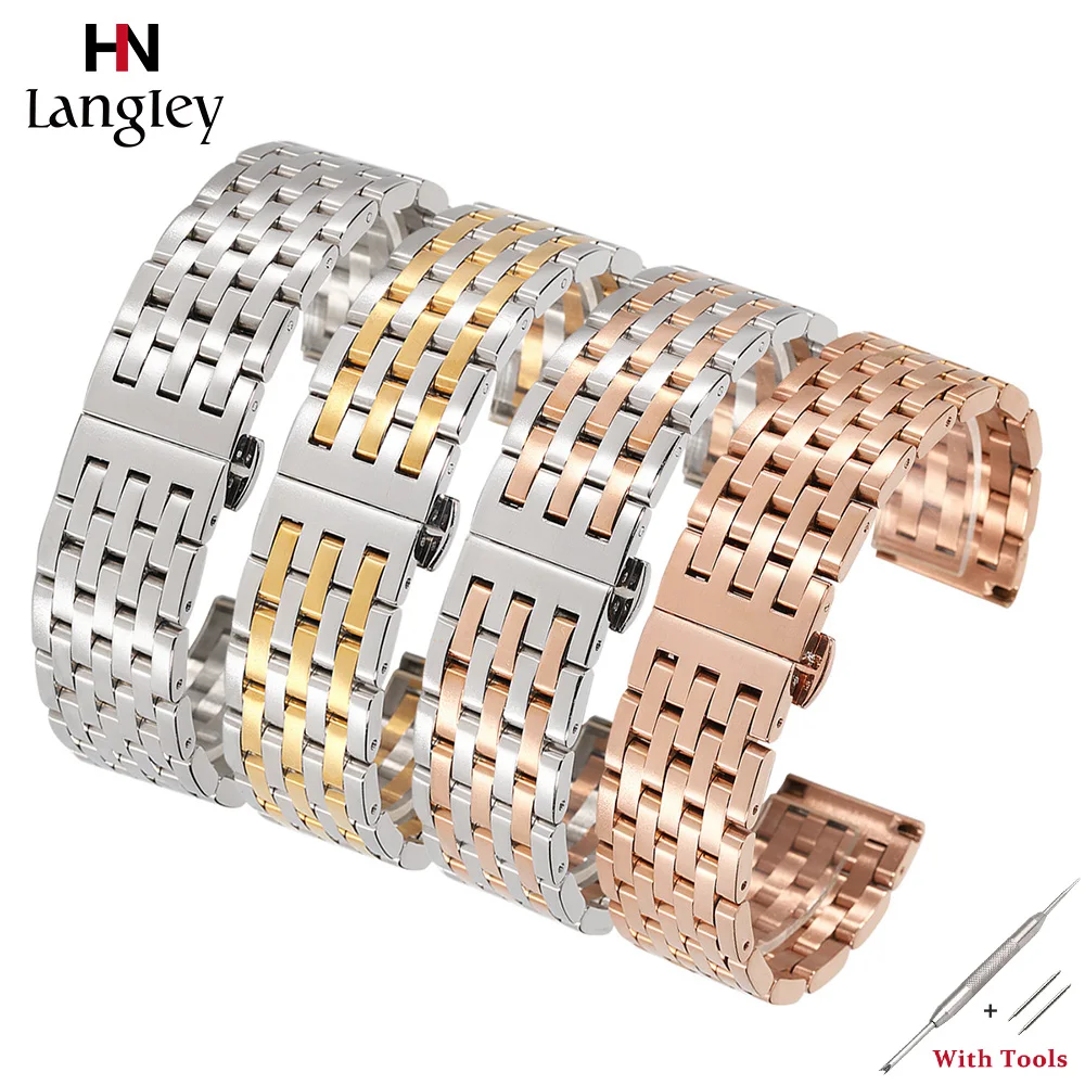 Высокое качество браслет для наручных часов из нержавеющей стали с двойным пресс