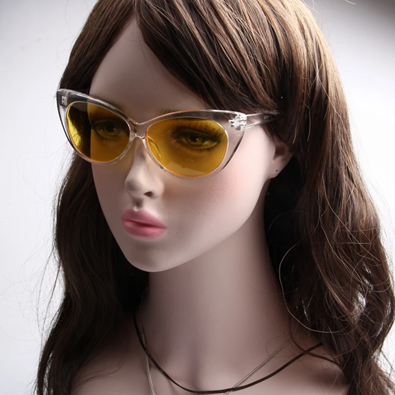 Дешевые кошачий глаз Солнцезащитные очки для женщин Для прозрачный Рамки ясно