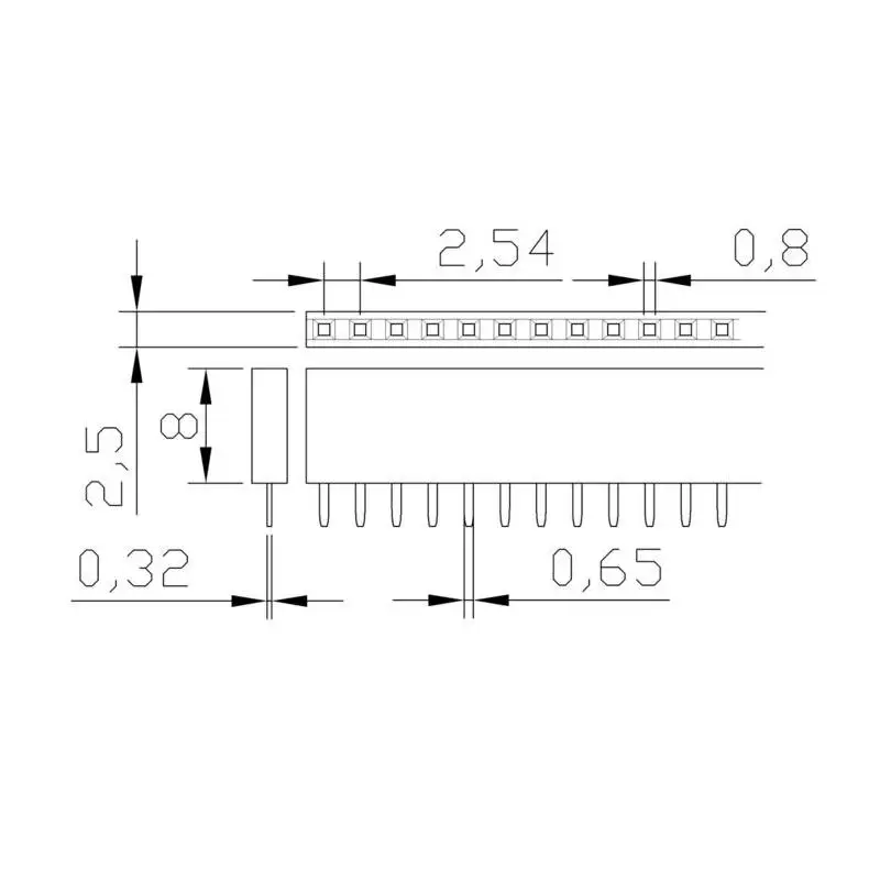 

10PCS Single Row Pin Female Header Socket Pitch 2.54mm 1*2p 3p 4p 5p 6p 7p 8p 9p 10p 12p 14p 16p 20p 40p Pin Connector