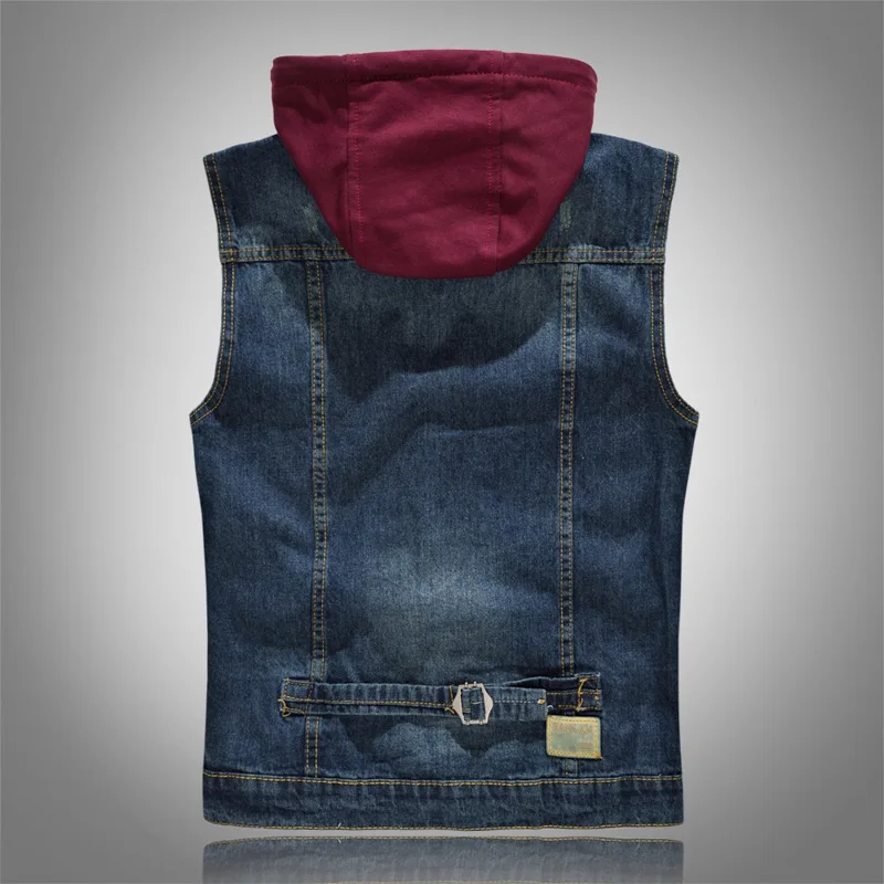 Men's Vest Slim Fit Jackets Sleeveless Hoodies Jeans Coats Denim Waistcoats Spring Autumn Tops Outwear Overcoat Plus Size M-4XL | Мужская