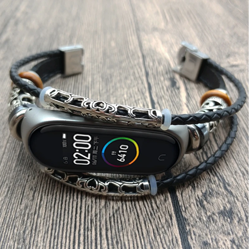 Новейший ремешок для Xiaomi Miband 4 Ретро браслет из натуральной кожи Смарт часы Mi Band 3