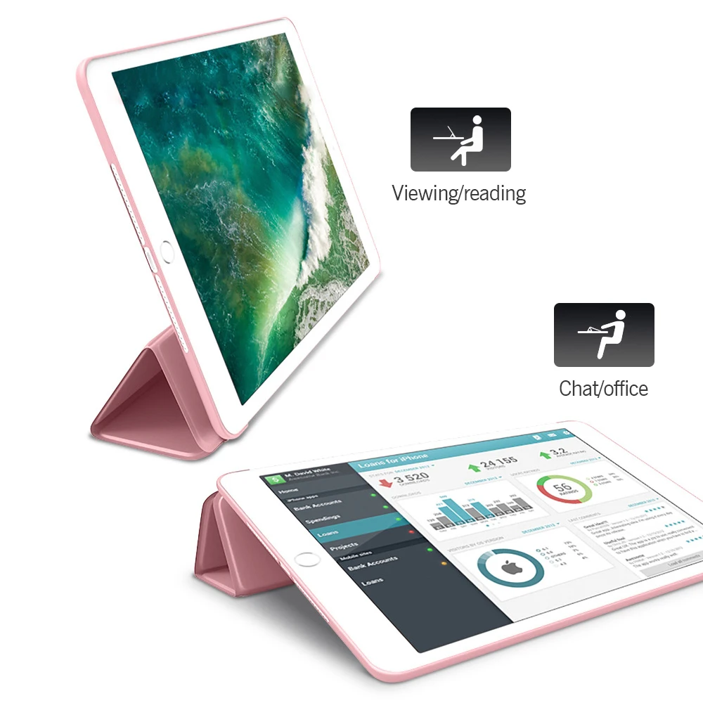 Rovtop Чехол для iPad 9,7 Air 2 Air 1 Pro 10,5 чехол силиконовый мягкий кожаный смарт-чехол для поколения Funda