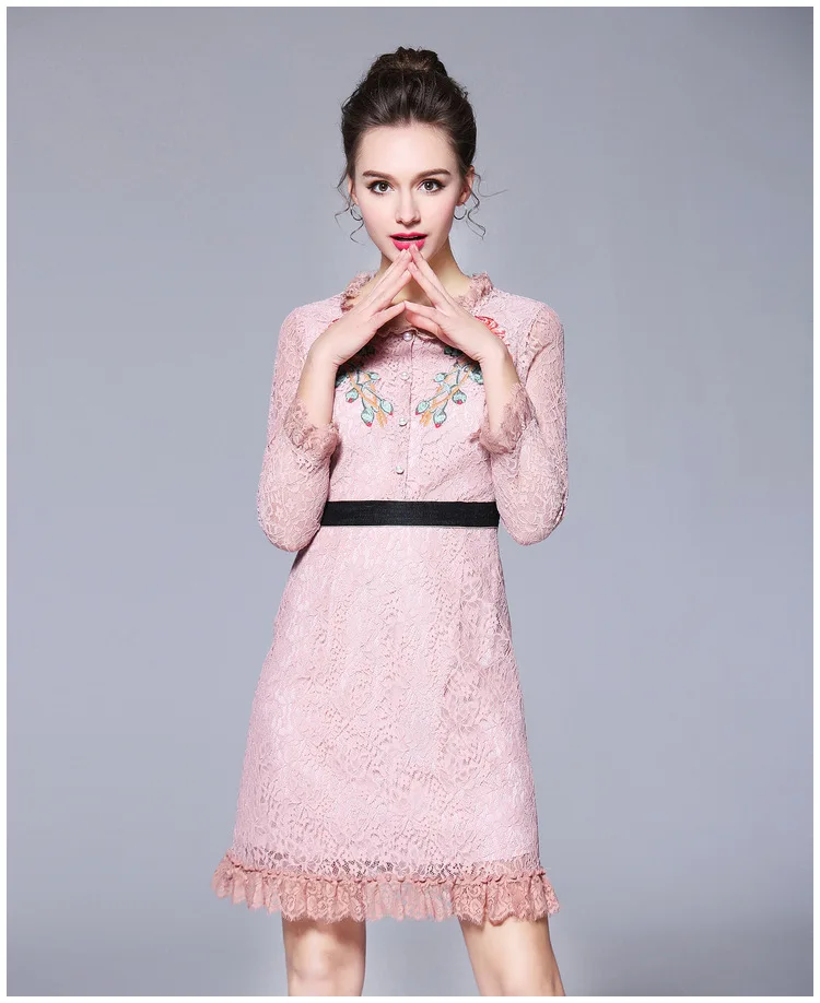Женское кружевное платье весна-лето 2019 женское вечернее с вышивкой элегантное из