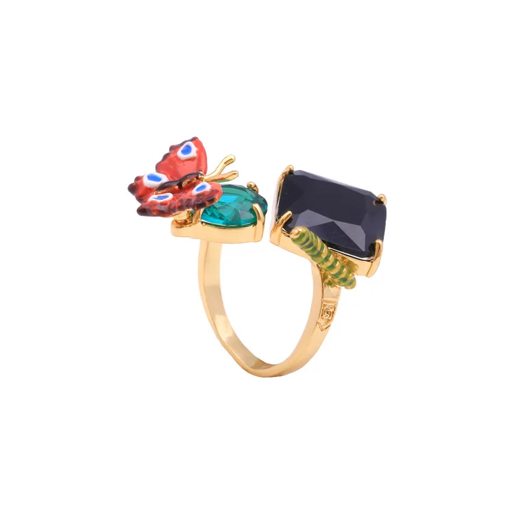 Enamel Glaze 2018 New Butterfly Gem Adjustable Rings For Women Pearl Charms Plant Fashion Party Jewelry Good Gift | Украшения и