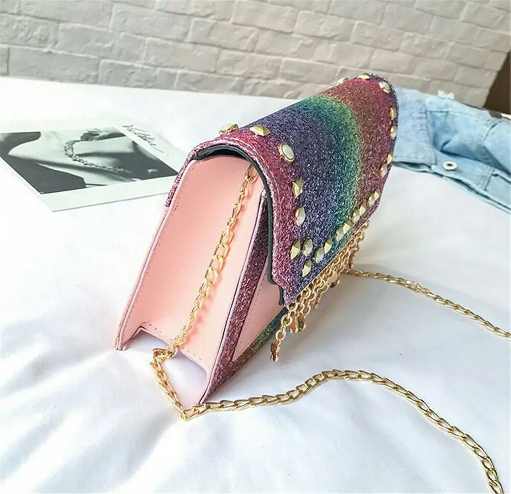 Сумка мессенджер со стразами Rainbown маленькая сумка через плечо с цепочкой