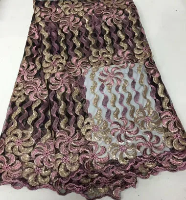 Latest African Lace Fabric 2016 High Quality French Net Laces With Sequins Embroidery Tulle For Dresses VYL467 | Дом и сад