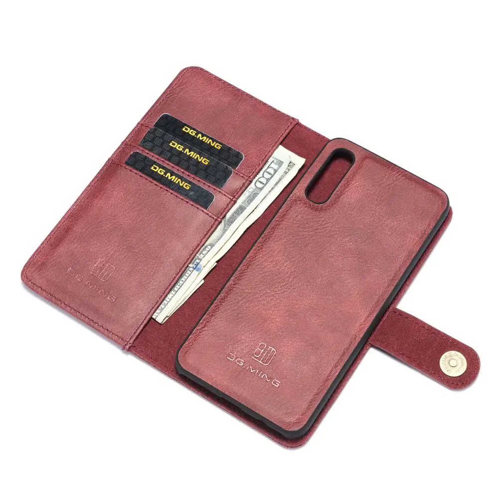 

DG Ming Cowhide Leather Card Slots Wallet Magnetic Detachable Case Cover for Samsung Galaxy A50