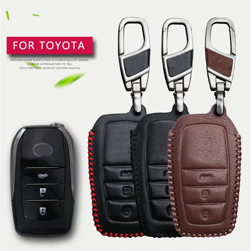 Kukakey кожаный чехол для ключей автомобиля брелок аксессуары Toyota CROWN Camry Reiz PRADO 2012 2014