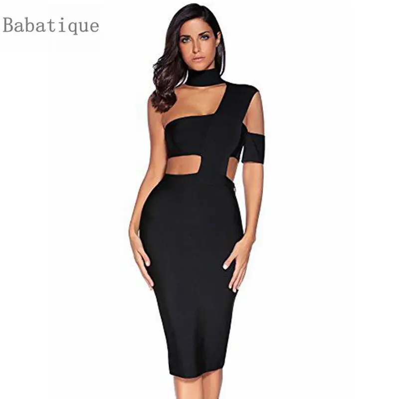 2017 колье чокер Бандажное платье с вырезом на одно плечо Для женщин розового