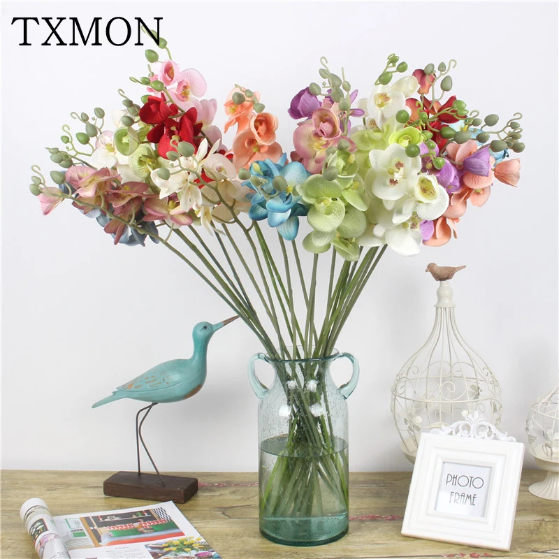 Орхидея искусственные цветы Европейская весна 6 головок одинарная ветка высокая