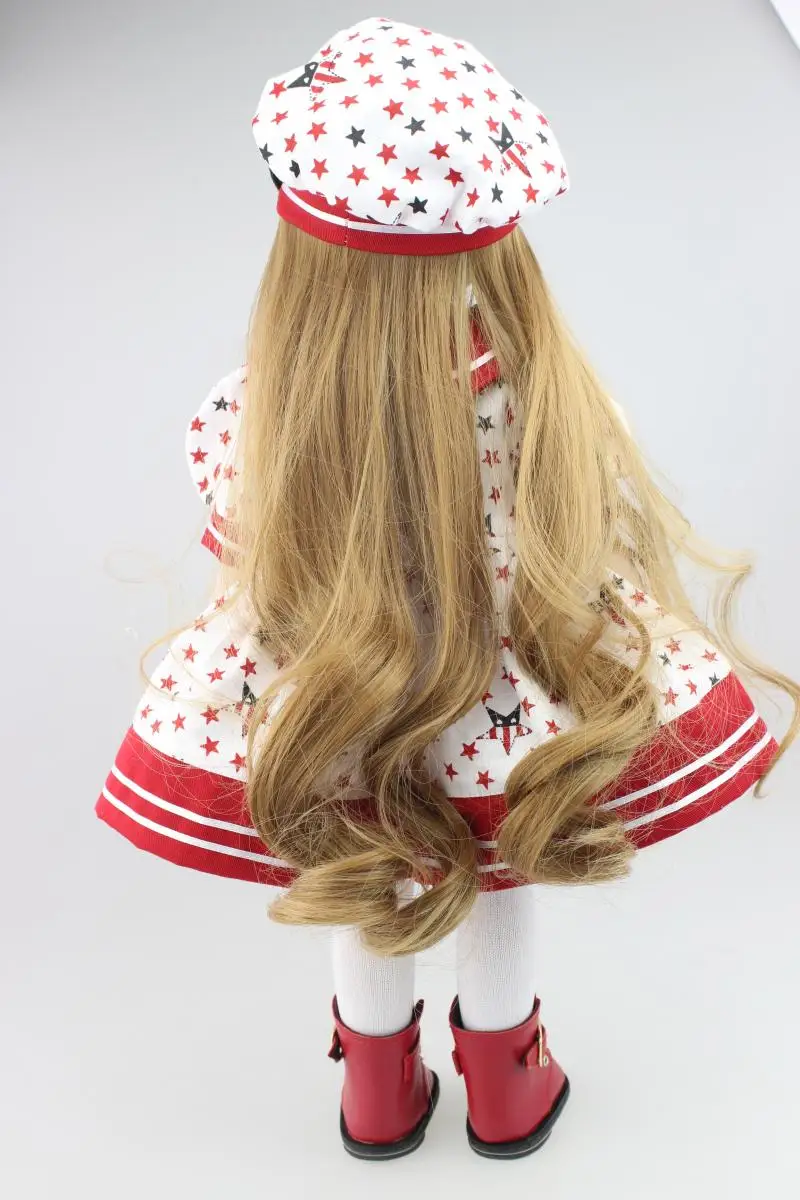 

AMERICAN PRINCESS 18" Blond long Hair 45cm Girl Dolls Realistic Baby reborn boneca Toys Birthday Gift for Girls