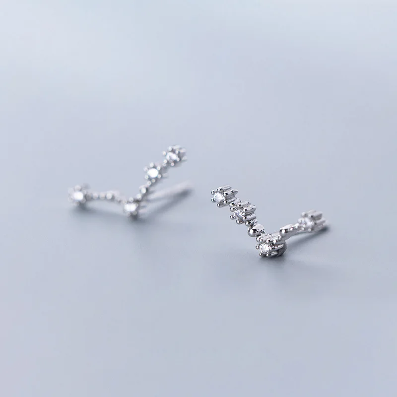 I WTLTC 925 Sterling Sliver Constellations Stud Earrings Star Cluster Ear Climber Earrings Astrology CZ Ear Jackets Earrings Gifts - Окраска металла: I