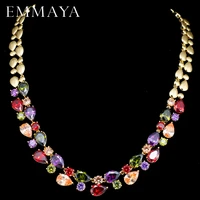 emmaya stunning big carat round cz crystal necklace luxury bridal party jewelry for wedding evening
