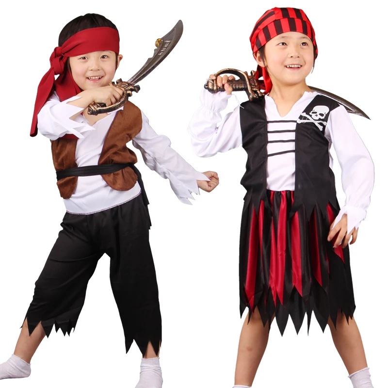 

Free shipping Halloween Pirate jumpsuit headwear Cosplay Costumes for Boys/Girl Children Fantasia Infantil Cosplay Clothing