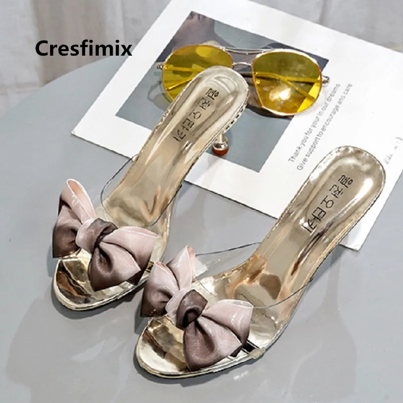 Cresfimix/женские модные милые туфли на высоком каблуке 6 см с бантом Женские