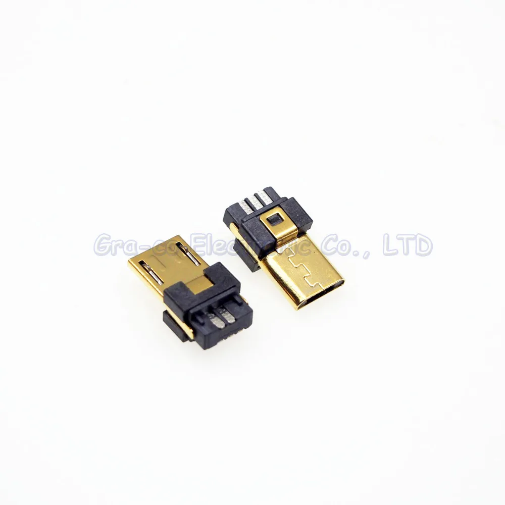 100 шт 24K позолоченный USB-MICRO Micro 5P usb штекер 4/5 5 0 толстый корпус клеммы разъем |