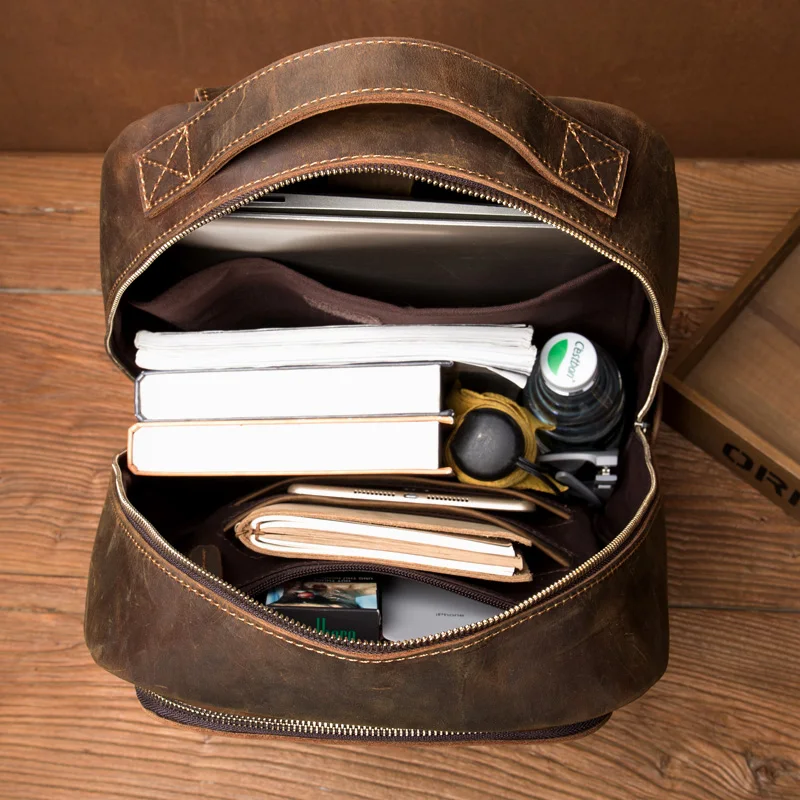 Genuine Leather Laptop Backpack Handmade Vintage Rucksack Men Business School Book Daypack Designer Weekend Shoulder Bag | Багаж и сумки