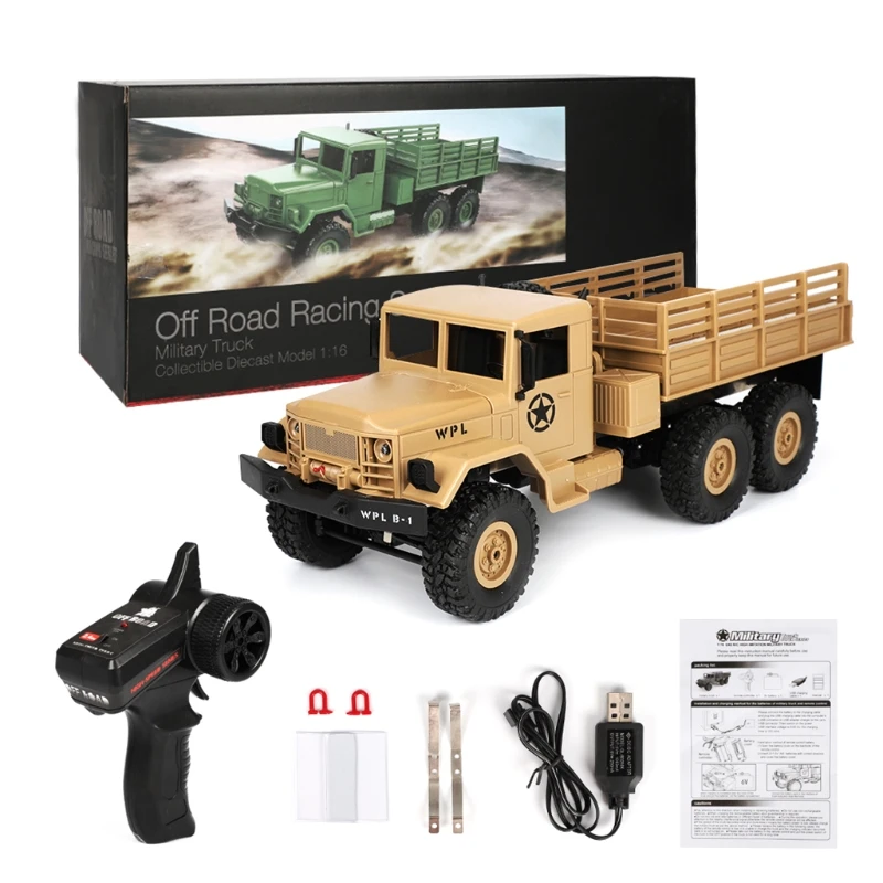 Brown WPL B16 RC военный комплект с грузовиком 4WD 1/16 внедорожный гусеничный автомобиль игрушка для мальчиков - Цвет: Brown