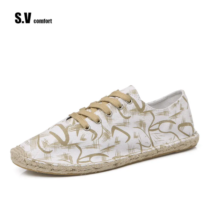 SV Марка Лето Весна Холст Espadrille Повседневная Обувь Белье Соломы Кос Бездельничали