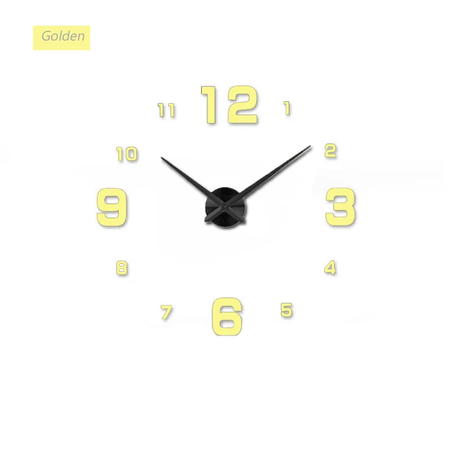 gold Новое украшение для дома большие зеркальные настенные часы современный дизайн 3D DIY большие декоративные настенные часы уникальный подарок - Цвет: gold