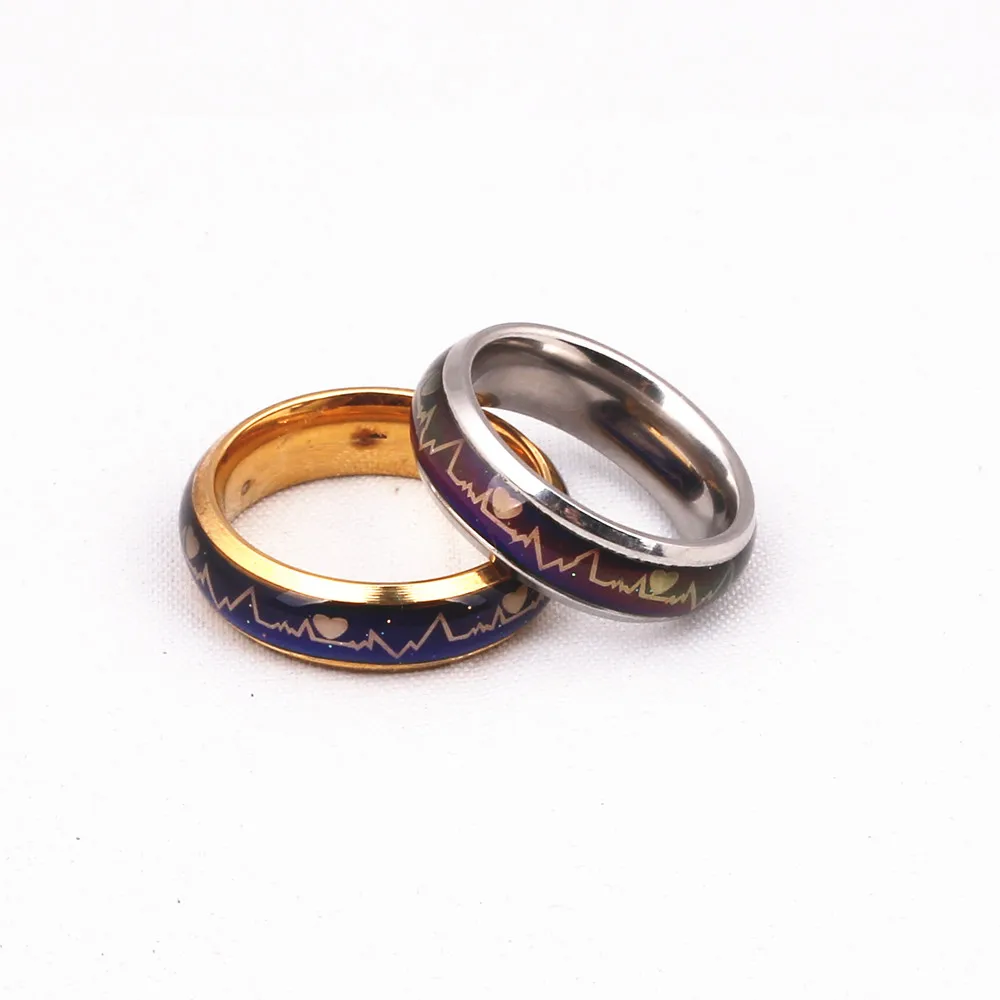 Бесплатная доставка кольца с электрокардиограммой для женщин кольцо настроения