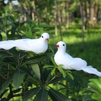2pcs decorative fake doves white artificial foam feather wedding ornament home craft table decor bird toy wedding decor
