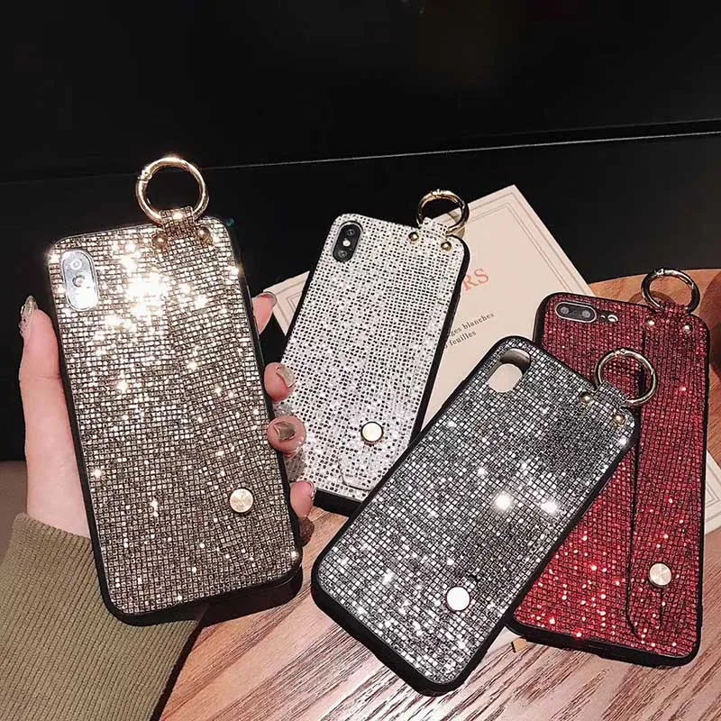 Роскошный мягкий чехол из ТПУ на запястье для iphone 6 6s 7 8 plus X Xs max XR блестящий |
