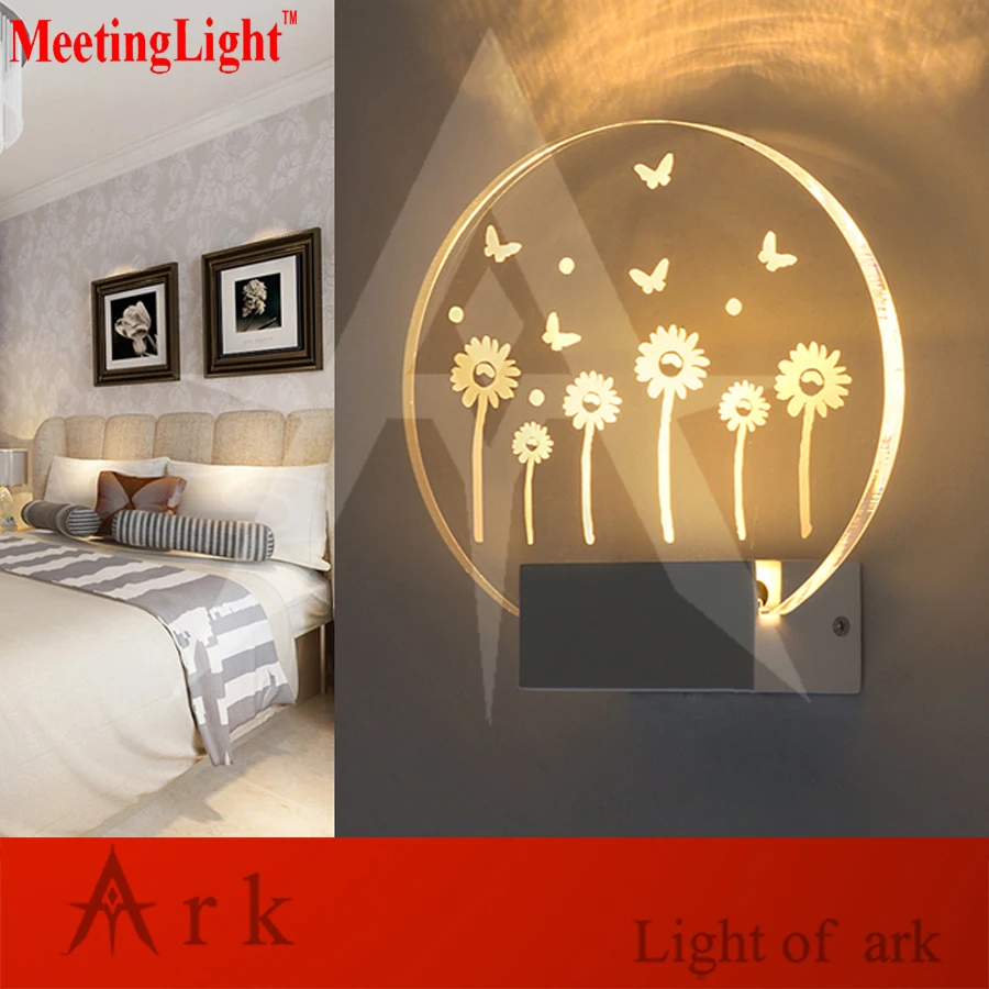 Современные домашние 8 Вт 3 вида цветов LED резные Акриловые Настенные Бра