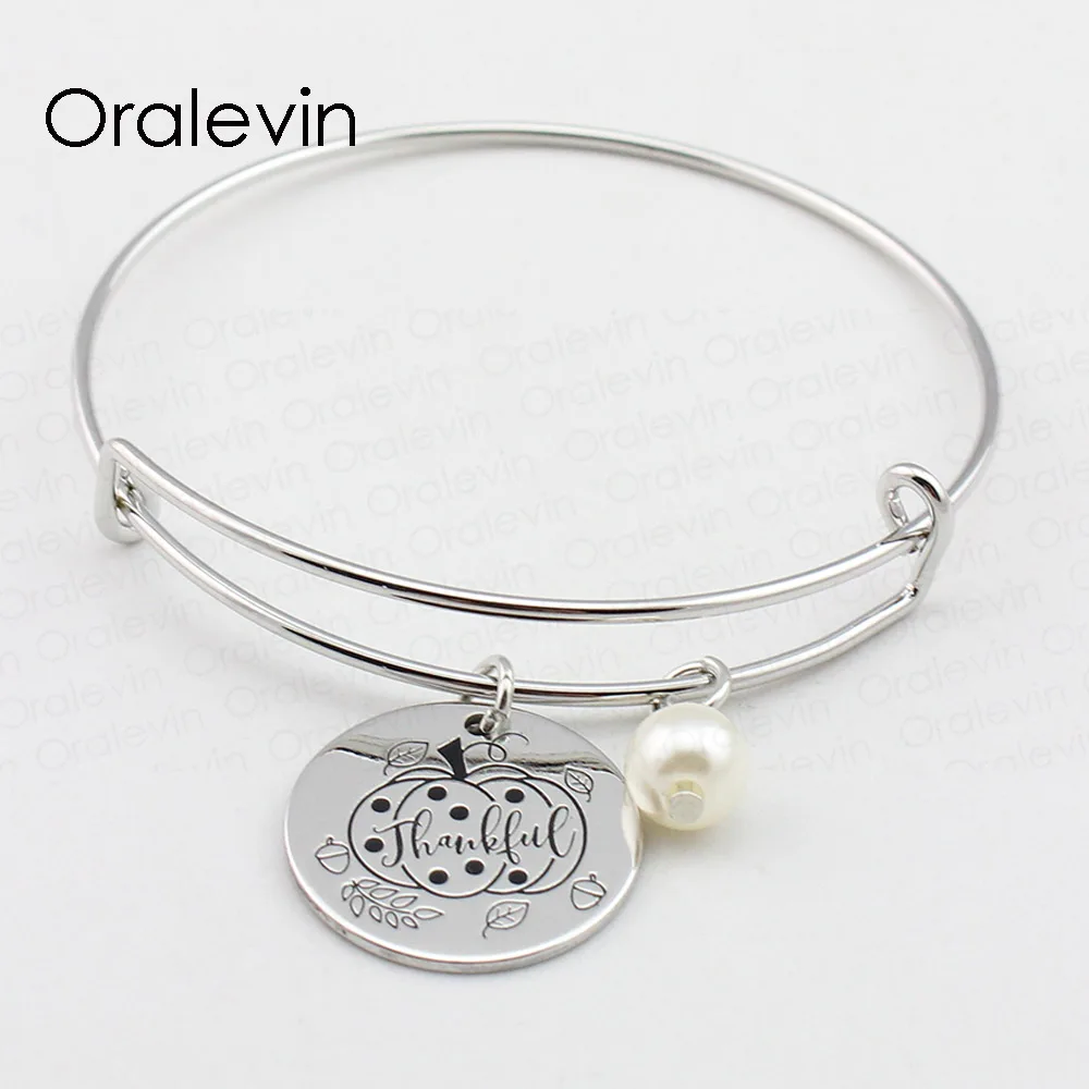 THANKFUL Inspirational Hand Stamped Engraved Charm Pendant Necklace Metal Silver Color Jewelry 18Inch 22MM 10Pcs/Lot #LN2403 | Украшения и
