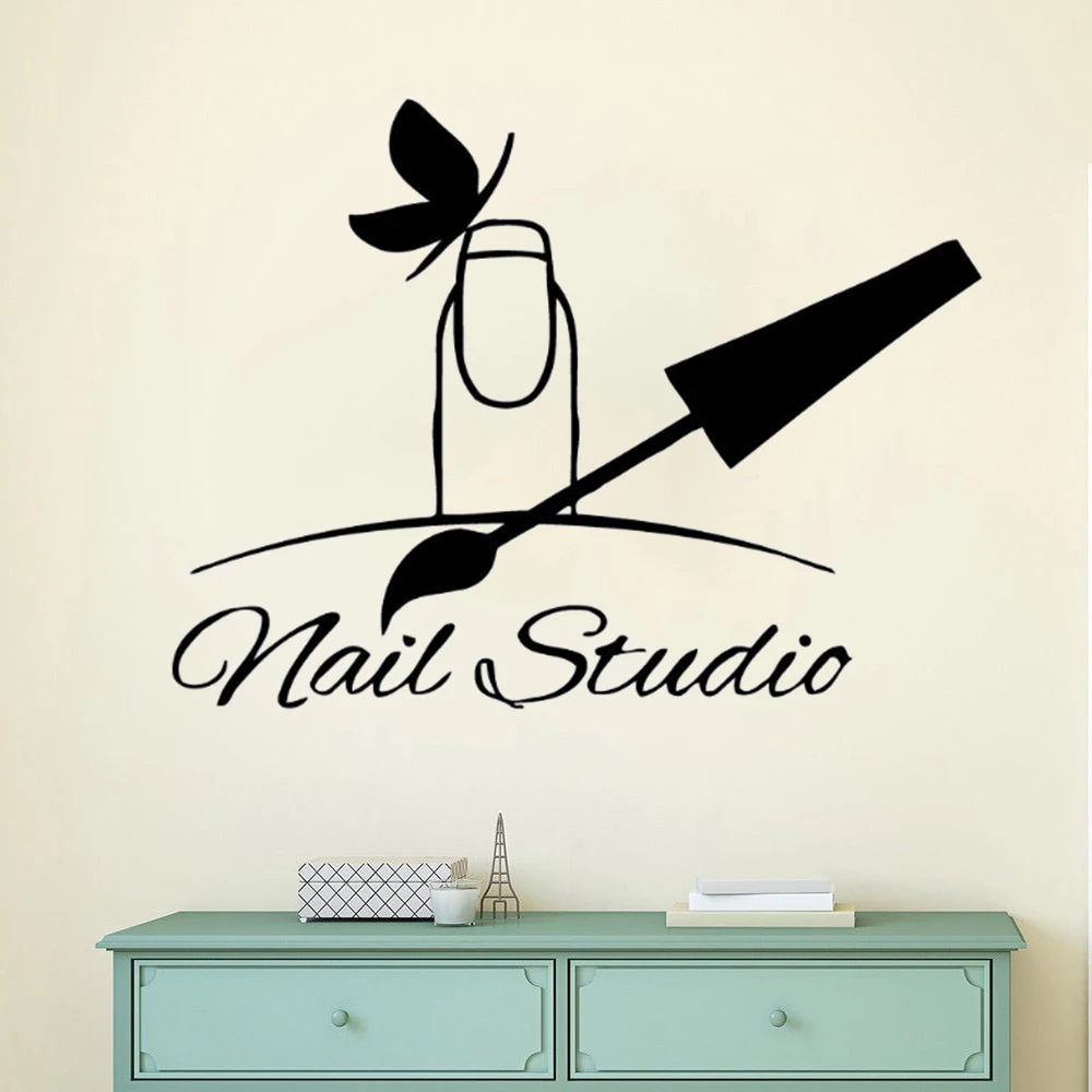 

Wall Window Vinyl Decal Nail Salon Logo Wall Sticker Nail Art Polish Manicure Wall Mural Nail Studio Decor Window Sticker AY1133