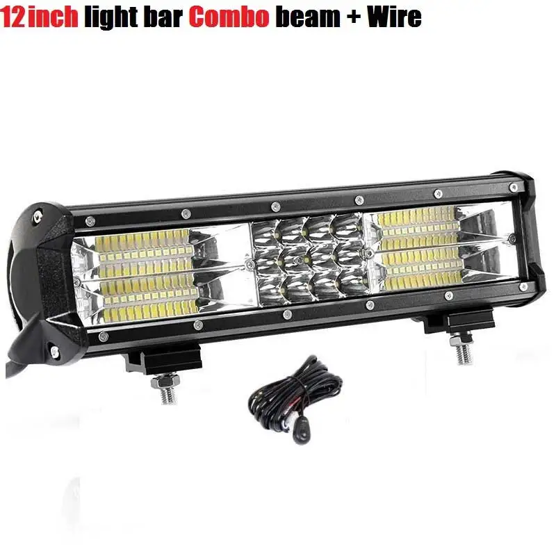 12inch Bar with Wire DERI " 60 Вт 7" 120 Вт 1" 144 Вт 12" 180 Вт 1" 252 Вт 20" дюймов 288 Вт трехрядный прямой светодиодный рабочий светильник для автомобиля головной светильник barra Led - Цвет: 12inch Bar with Wire