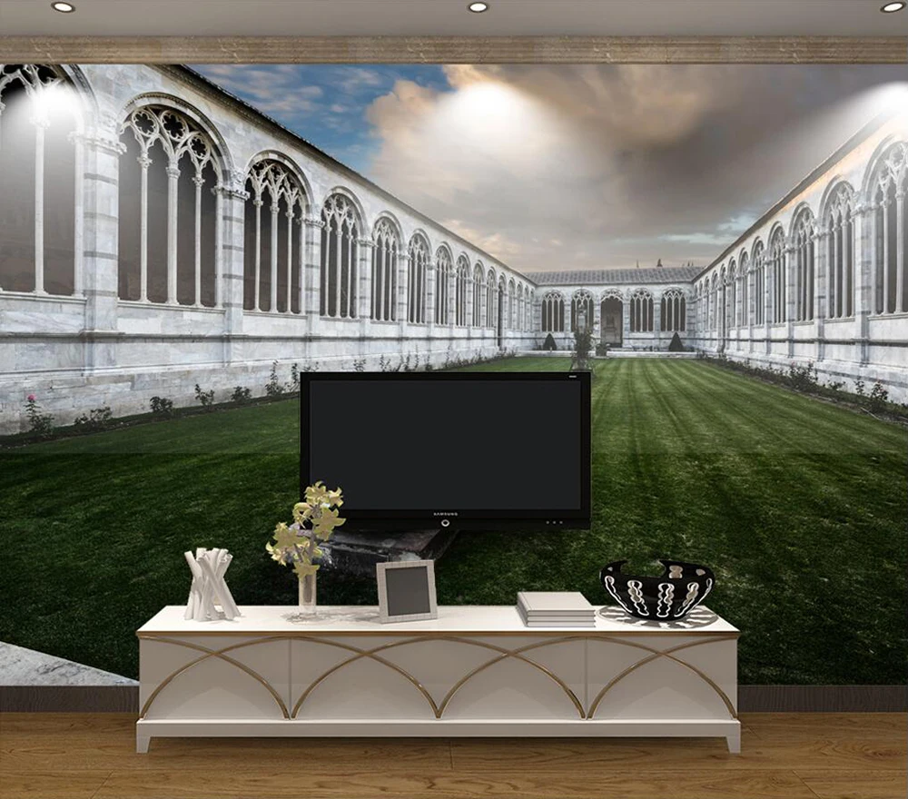 Декоративные обои сад газон сцена фон настенная живопись |