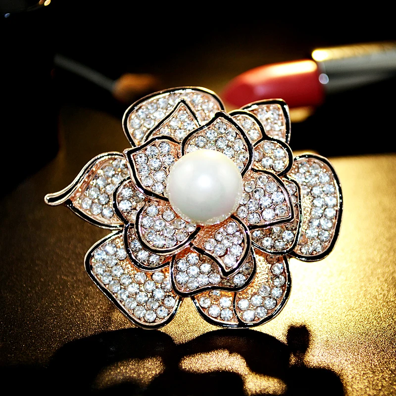 Zhen томоми изысканный цветок розы знак имитация-жемчужина кристалл элегантный