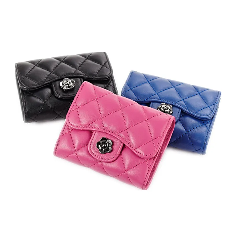 Женский маленький кошелек из овечьей кожи короткий дизайнерский высокого