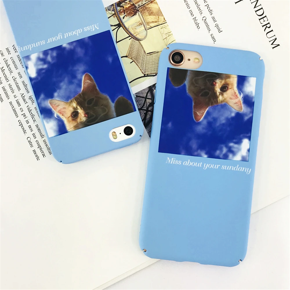 Симпатичные Pet Cat Чехлы для Iphone X случаях голубое небо иллюстрации простого текста