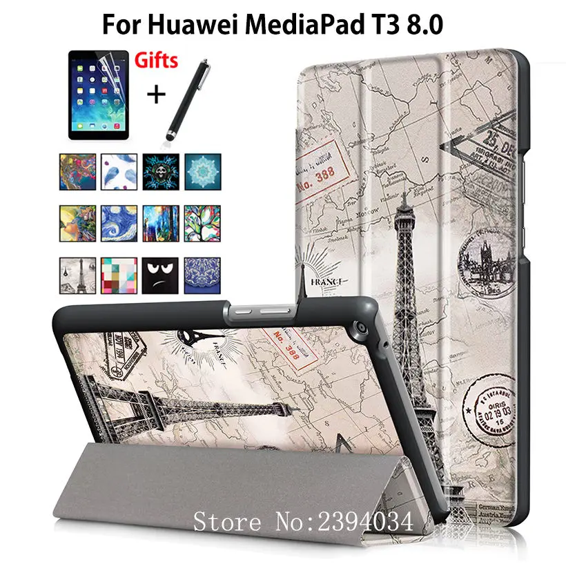 Чехол для huawei MediaPad T3 8," KOB-L09 KOB-W09 чехол Funda Tablet PU раскладной кожаный чехол для Honor Play Pad 2 8,0+ пленка+ ручка