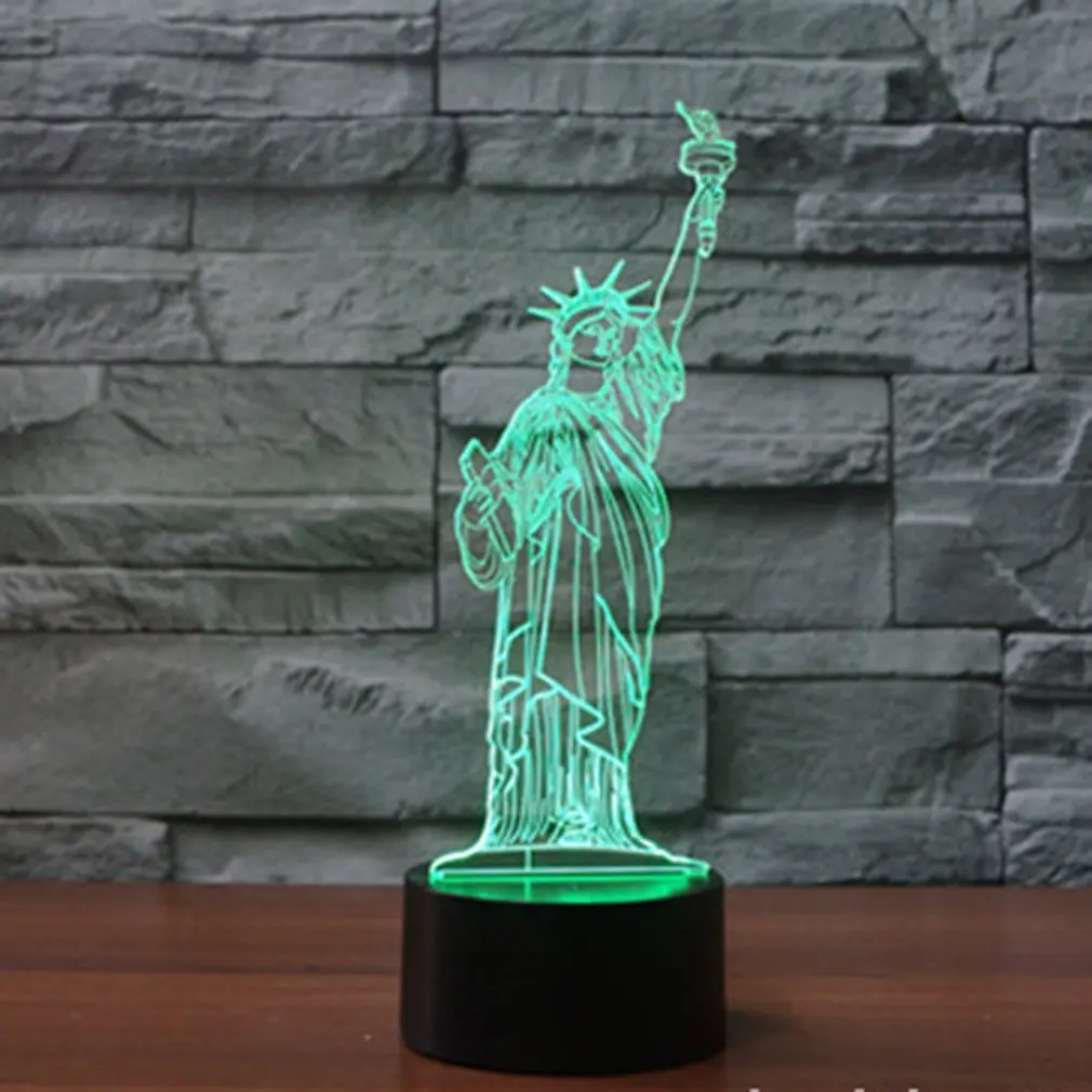 Статуя Свободы 3D светодио дный огни красочные светодиодные постепенное