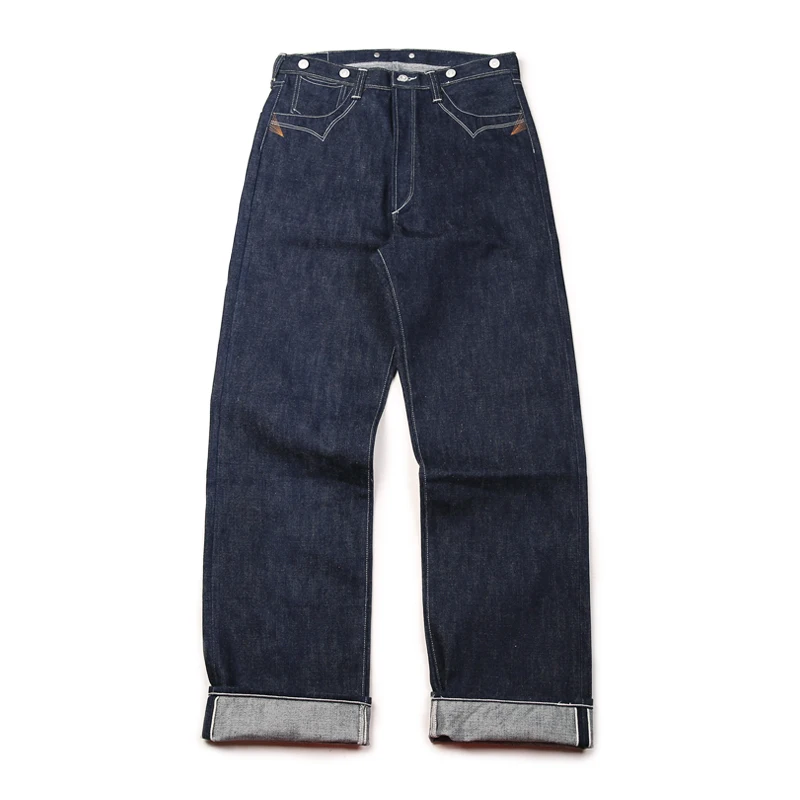 877 Бронсон 15 унций Индиго кромки unsanforised mens indigo немытые redline сухой джинсовый