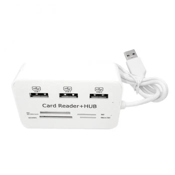 Портативный все в одном USB 2,0 концентратор 3 порта с USB кард-ридером концентратор 2,0 480 Мбит/с комбо для MS/M2/SD/MMC/TF для ПК ноутбука QJY99