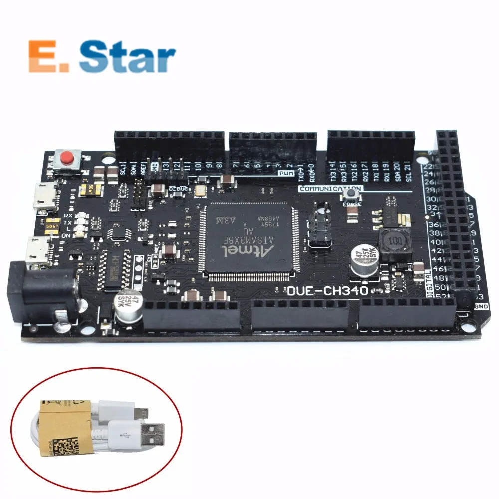 Плата Due R3 DUE-CH340 для ATSAM3X8E ARM основная плата управления с 1 метровым usb-кабелем для 1 шт