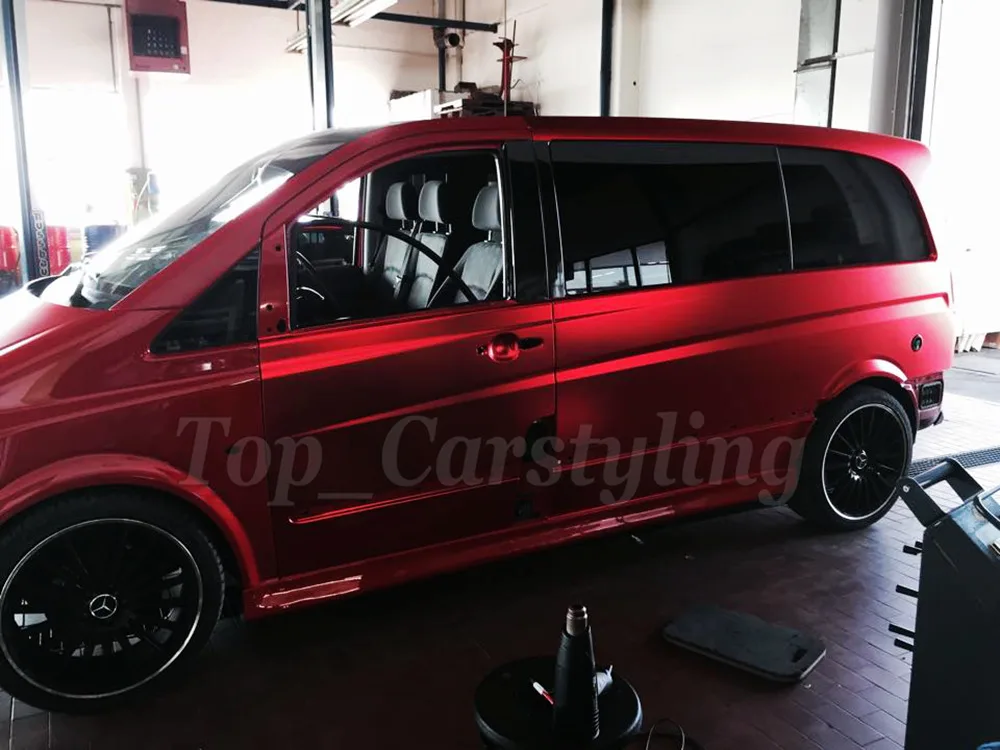 Роскошная бронзовая Красная атласная хромированная виниловая оберточная пленка