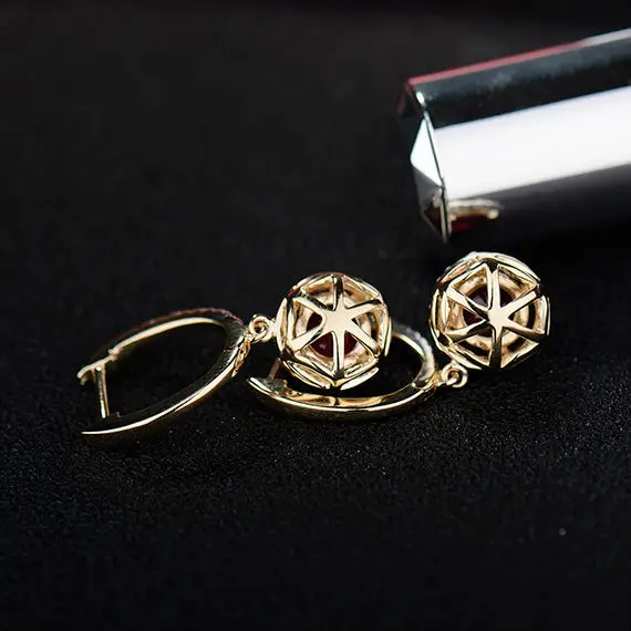 4.26Ct Твердые 14Kt желтое золото Алмаз Красный Рубин Серьги для продажи женские свадебные ювелирные изделия E0003AB