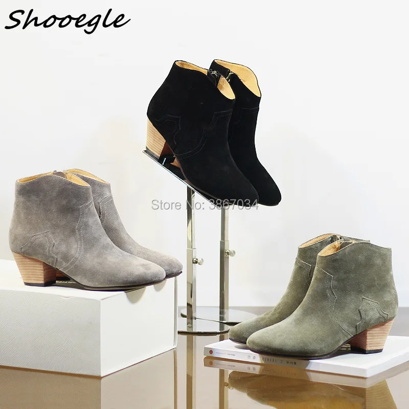 SHOOEGLE/ботильоны бордового цвета женские замшевые ботинки с вышивкой и острым