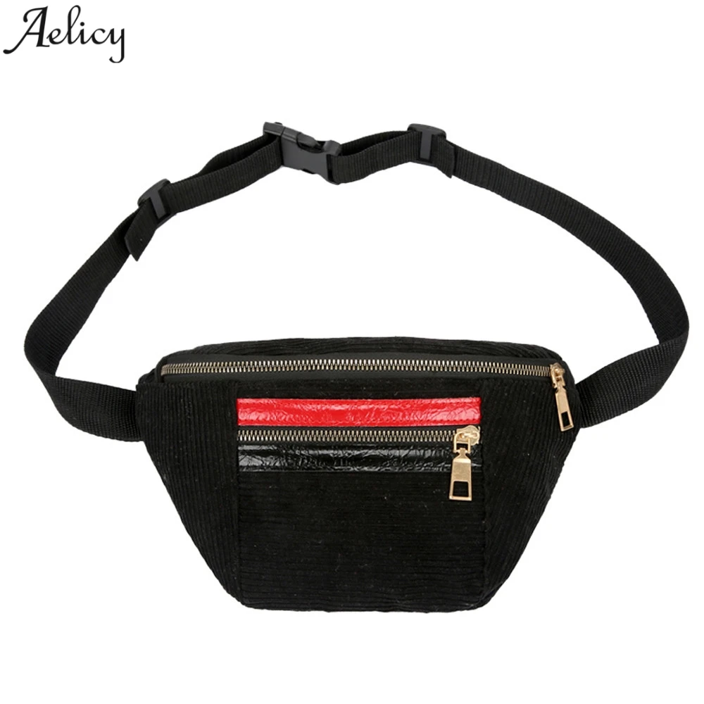 Aelicy Corduroy Waist Bag Running Women Hit Color Cell Phone Packs Fashion Belt Sports Pockets Streetwear | Багаж и сумки