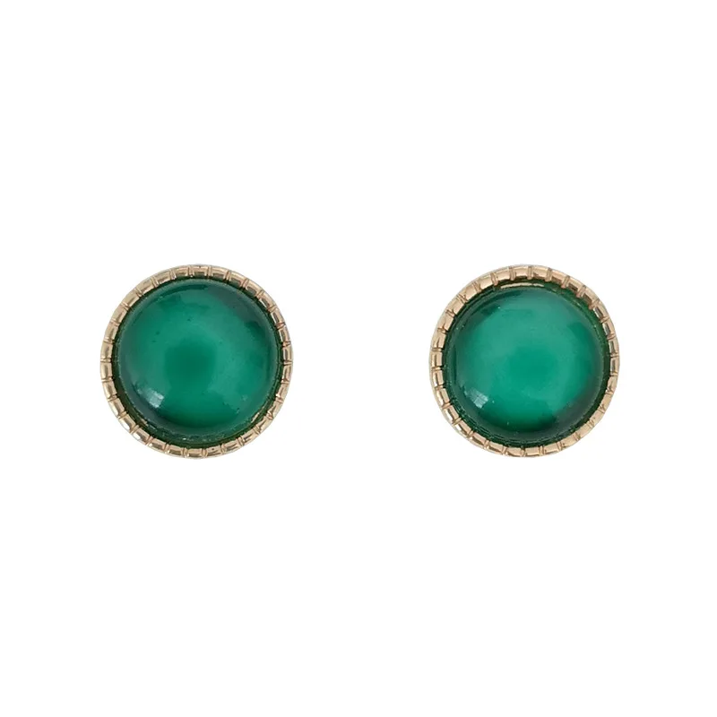 Vintage green round clip on earrings clip earrings without piercing women earrings