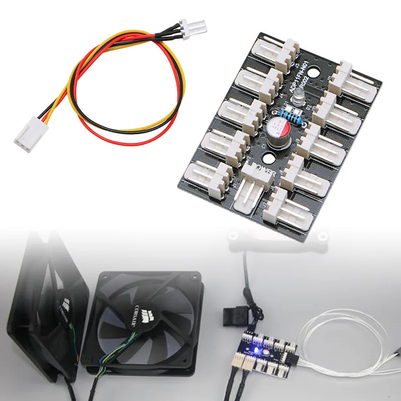10 полосный 3 контактный PWM вентилятор концентратор ПК ЦП хост игра водяное