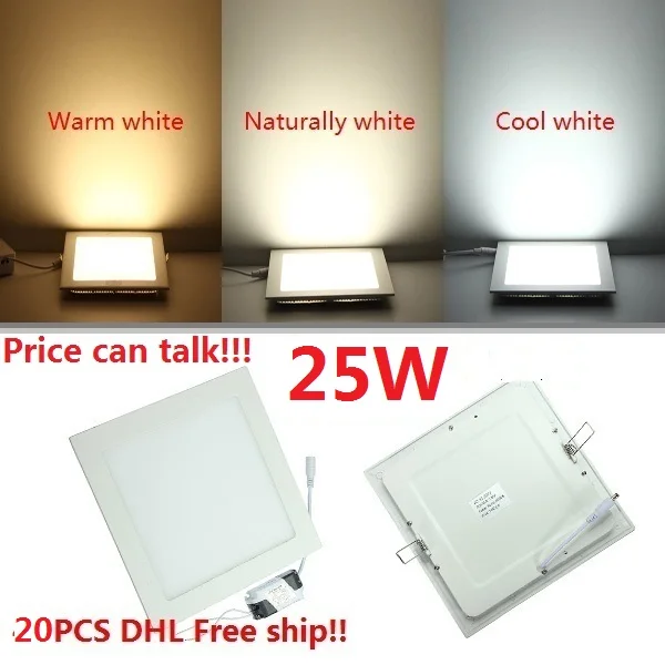 DHL Бесплатная доставка светодиодный Лампа Освещения Панели дневного света 25W (AC85