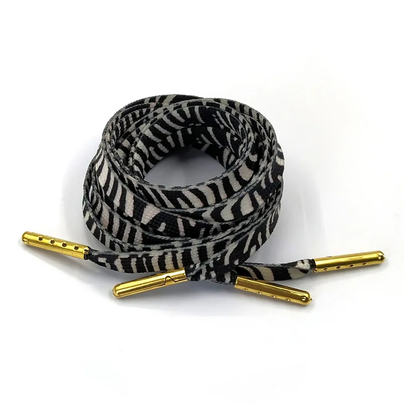06 Black Zebra JUPHAIR Высокое качество флаг Зебра печати плоские шнурки для повседневная обувь, кроссовки с металлическим наконечником шнурки красочные радужные шнурки - Цвет: 06 Black Zebra
