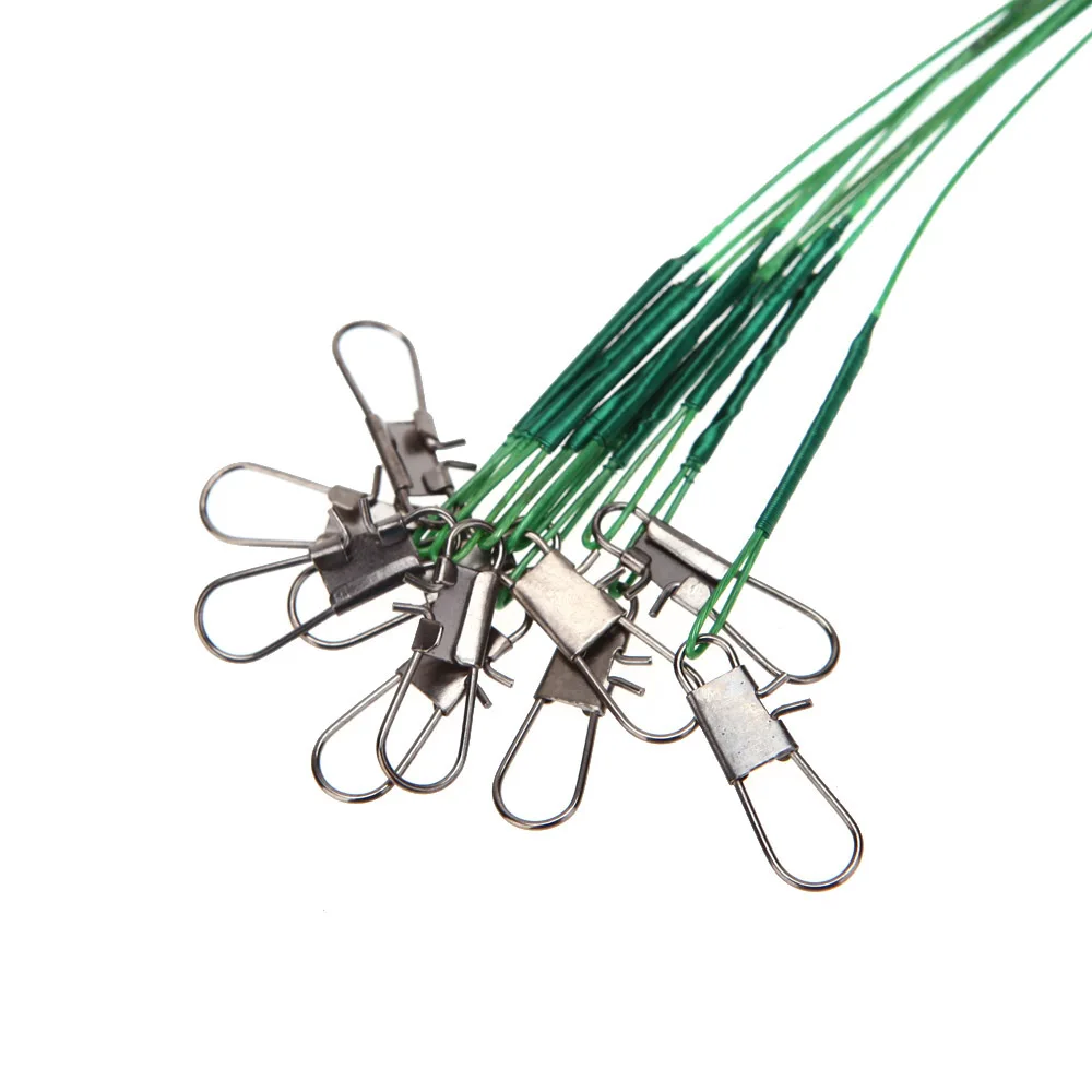 10 шт./компл. Рыболовная Приманка леска Рыбная проволока следящий лидер Вертлюг