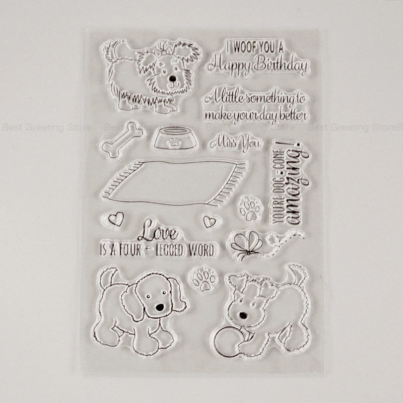 Милые марки с собаками штампы для скрапбукинга на день рождения бумажные
